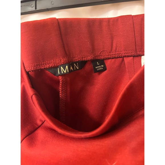 IMAN Global Chic Red Stretch Knit Straight Leg Pull On Pants Womens Large - Picture 4 of 7
